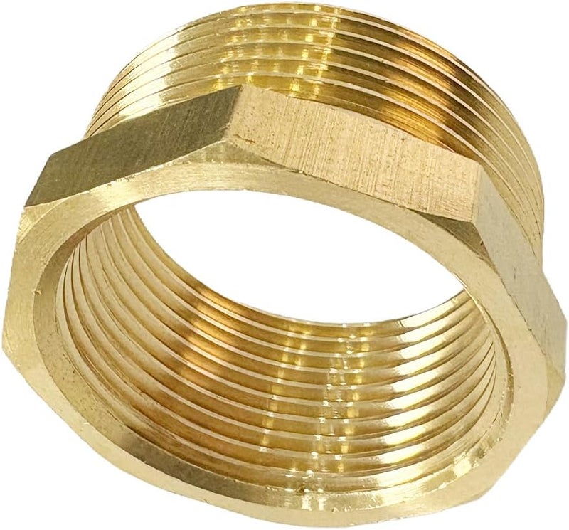 JENSWILL 1-1/2" NPT Male x 1-1/4" NPT Female Brass Reducer Hex Bushing Threaded Pipe Fitting Reducing Adapter Pack of 1 - Image 3